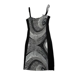 Miss Sixty Y2K abstract Mini Dress Swirl Print Black White Small